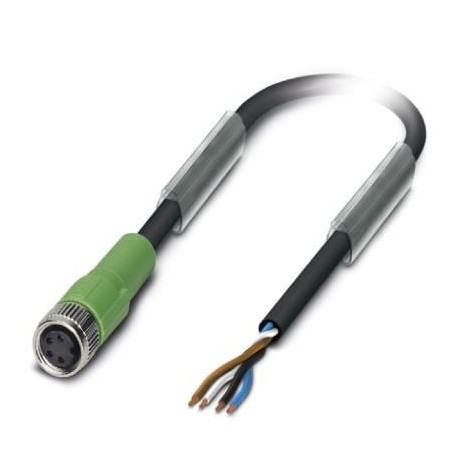 Sensor/actuator cable, 4-position, PUR halogen-free, black-gray, free cable end, on Socket straight M8, L: 1.5 m, SAC-4P- 1,5-P