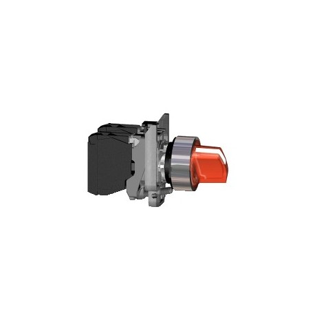 Red complete illuminated selector switch diam: 22, 2-position stay put 1NO+1NC 230V