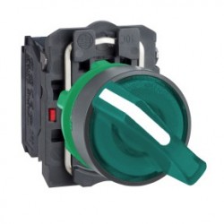 Green complete illuminated selector switch diam: 22, 2-position stay put 1NO+1NC 230V