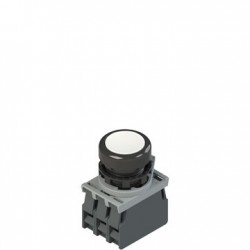 Complete unit with white illuminated pushbutton, fixing adapter and contacts 1NO + 1NC, 24V