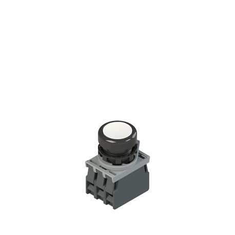 Complete unit with white illuminated pushbutton, fixing adapter and contacts 1NO + 1NC, 24V