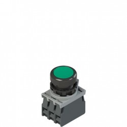 Complete unit with green illuminated pushbutton, fixing adapter and contacts 1NO + 1NC, 24V
