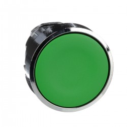 Green flush pushbutton head diameter 22, spring return, unmarked
