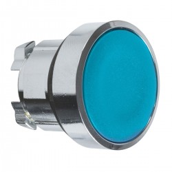 Blue flush pushbutton head diameter 22, spring return, unmarked