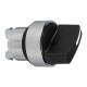 Black selector switch head diameter 22, 2 positions, spring return