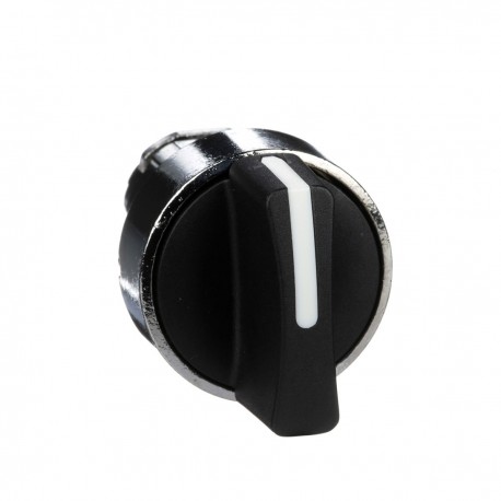 Black selector switch head diameter 22, 3 positions, spring return