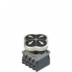 Quadruple pushbutton complete unit with fixing adapter and 4 NO contacts, up-down-left-right