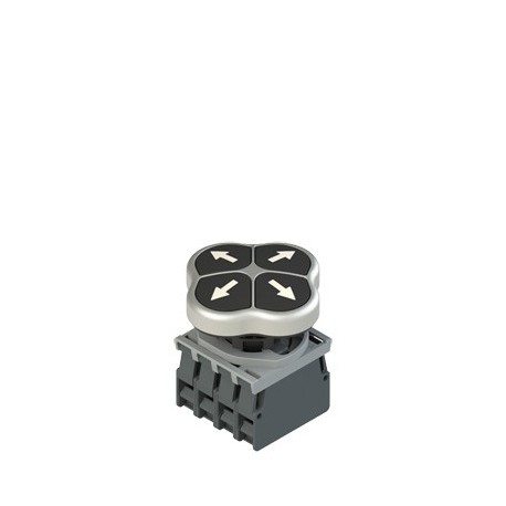 Quadruple pushbutton complete unit with fixing adapter and 4 NO contacts, up-down-left-right