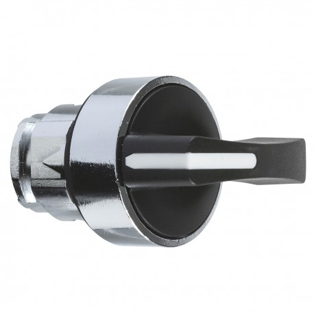 Black selector switch head diameter 22, 2 positions, spring return