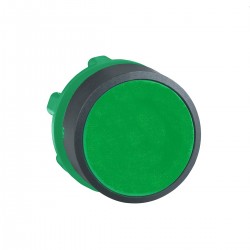 Green flush pushbutton head diameter 22, spring return, unmarked