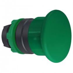 Mushroom pushbutton head, Green, diameter 40 for hole diameter 22, spring return