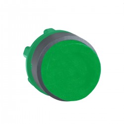 Green projecting pushbutton head diameter 22, spring return, unmarked