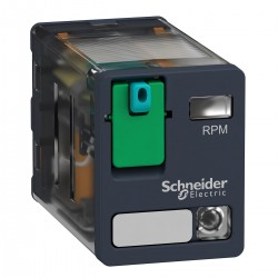Relej snage utični RPM, 2 preklopna kontakta, 15A, 110V DC sa zastavicom za ispitivanje i LED indikacijom