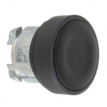 Black flush pushbutton head diameter 22, spring return, unmarked