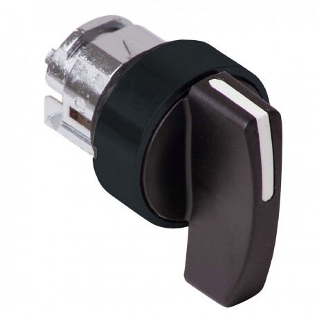 Black selector switch head diameter 22, 3 positions, spring return