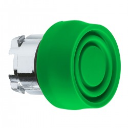 Green flush pushbutton head  diameter 22, spring return, unmarked