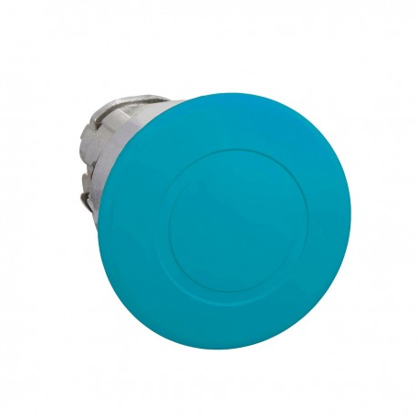 Mushroom pushbutton head, blue, diameter 40, for hole 22, latching turn release