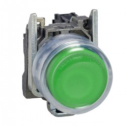 Projecting complete pushbutton, Green, diameter 22, spring return, 1NO, unmarked