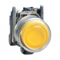 Projecting complete pushbutton, yellow, diameter 22, spring return, 1NO, unmarked