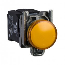 Orange complete pilot light diameter22 plain lens with BA9s bulb 110...120V