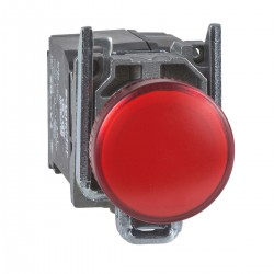 Red complete pilot light diameter22 plain lens with BA9s bulb 230...240V