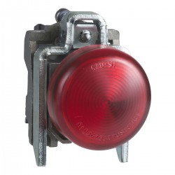 Potpuna signalna žaruljica, crvena,  promjera 22, obična leća sa žaruljicom BA9s, 250 V
