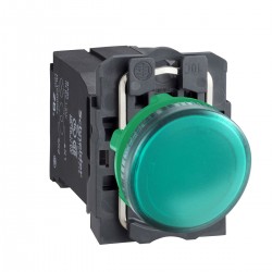 Green complete pilot light diameter22 plain lens with BA9s bulb 110...120V