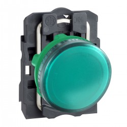 Green complete pilot light diameter22 plain lens for BA9s bulb 250V