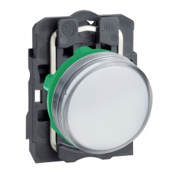 White complete pilot light diameter22 plain lens with integral LED 110…120V