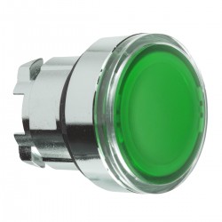 Glava zelenog upuštenog svjetlećeg tipkala promjera 22, opružni povrat, za integralni LED