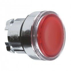 Red flush illuminated pushbutton head diameter 22, spring return for integral LED