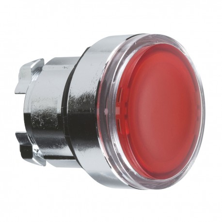 Red flush illuminated pushbutton head diameter 22, spring return for integral LED