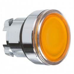 Orange flush illuminated pushbutton head diameter 22, spring return for integral LED