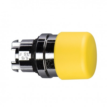 Mushroom pushbutton head, yellow, diameter 30 for hole 22, spring return