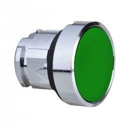 Green flush pushbutton head  diameter 22, push push, unmarked