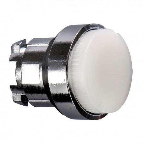 White projecting illuminated pushbutton head diameter 22, push-push, for integral LED