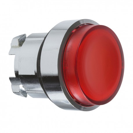 Red projecting illuminated pushbutton head diameter 22, push-push, for integral LED