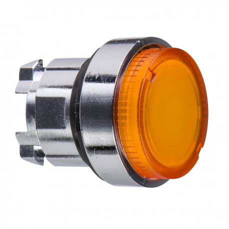 Orange projecting illuminated pushbutton head diameter 22, push-push, for integral LED