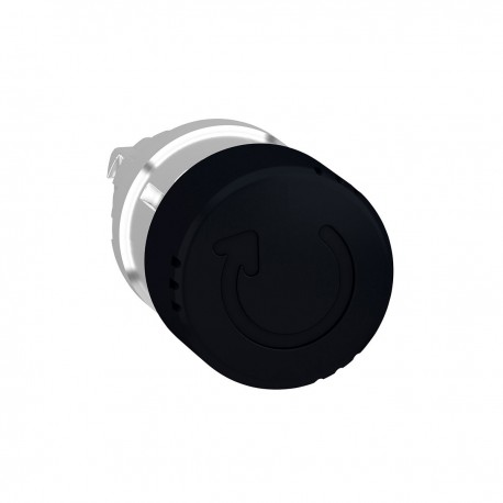 Mushroom pushbutton head, black, diameter 30, for hole 22, latching turn release