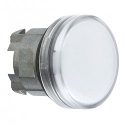 Pilot light head, white, diameter 22, with plain lens for BA9s bulb