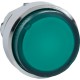 Green projecting illuminated pushbutton head diameter 22, spring return, for BA9s bulb