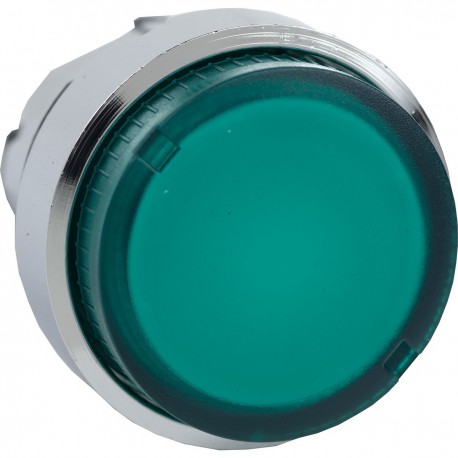 Green projecting illuminated pushbutton head diameter 22, spring return, for BA9s bulb