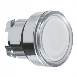 White flush illuminated pushbutton head diameter 22, spring return, for BA9s bulb