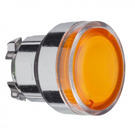 Orange flush illuminated pushbutton head diameter 22, spring return, for BA9s bulb