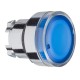 Blue flush illuminated pushbutton head diameter 22, spring return, for BA9s bulb