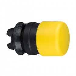 Mushroom pushbutton head, yellow, diameter 30 for hole diameter 22, spring return