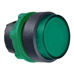 Projecting Green illuminated pushbutton diameter 22, push push, for integral LED