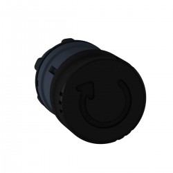 Mushroom pushbutton head, black, diameter 30 for hole diameter 22, latching turn release