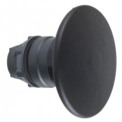 Mushroom pushbutton head, black, diameter 60 for hole diameter 22, latching turn release