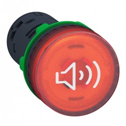 Continuous or intermittent illuminated red buzzer, 24 VAC..DC
